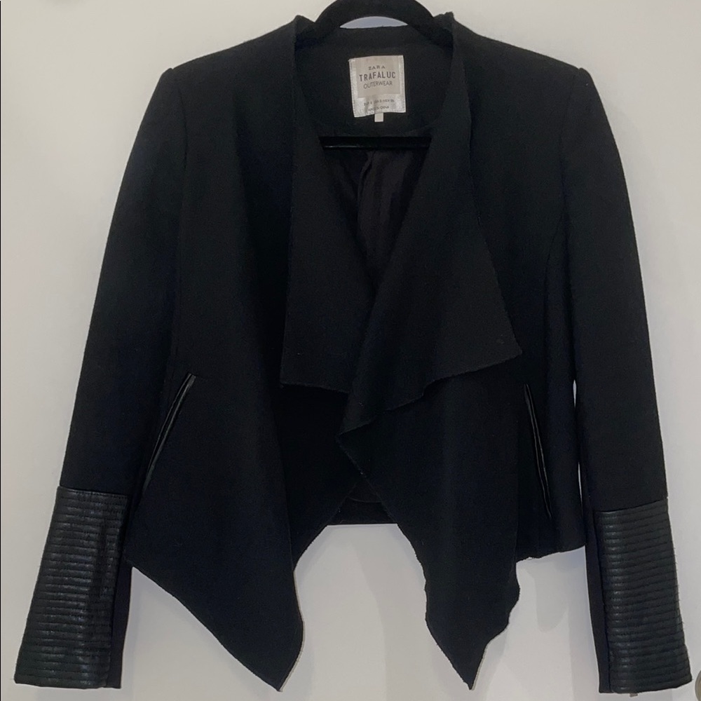 Zara Black Women's Jacket with leather details